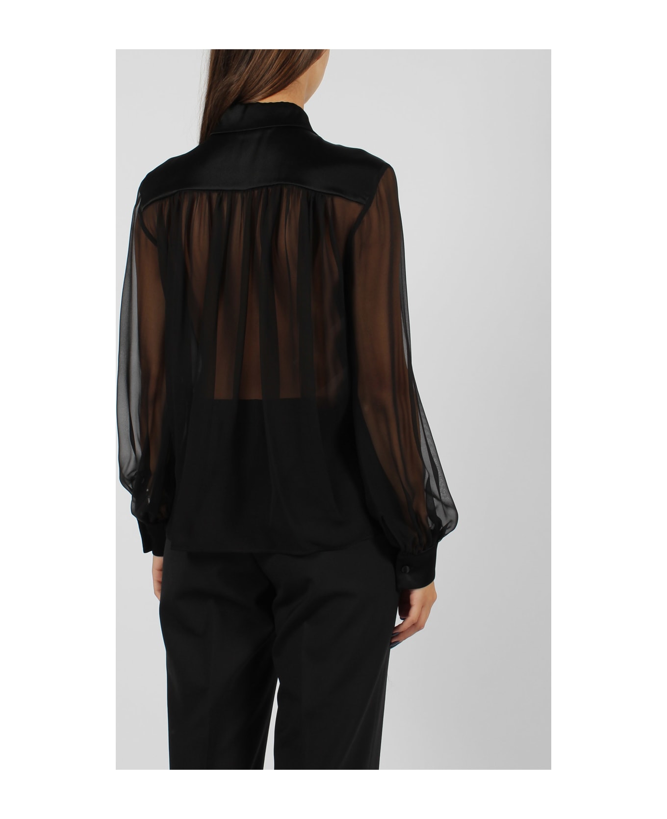Alberta Ferretti Organic Chiffon And Satin Shirt - Black