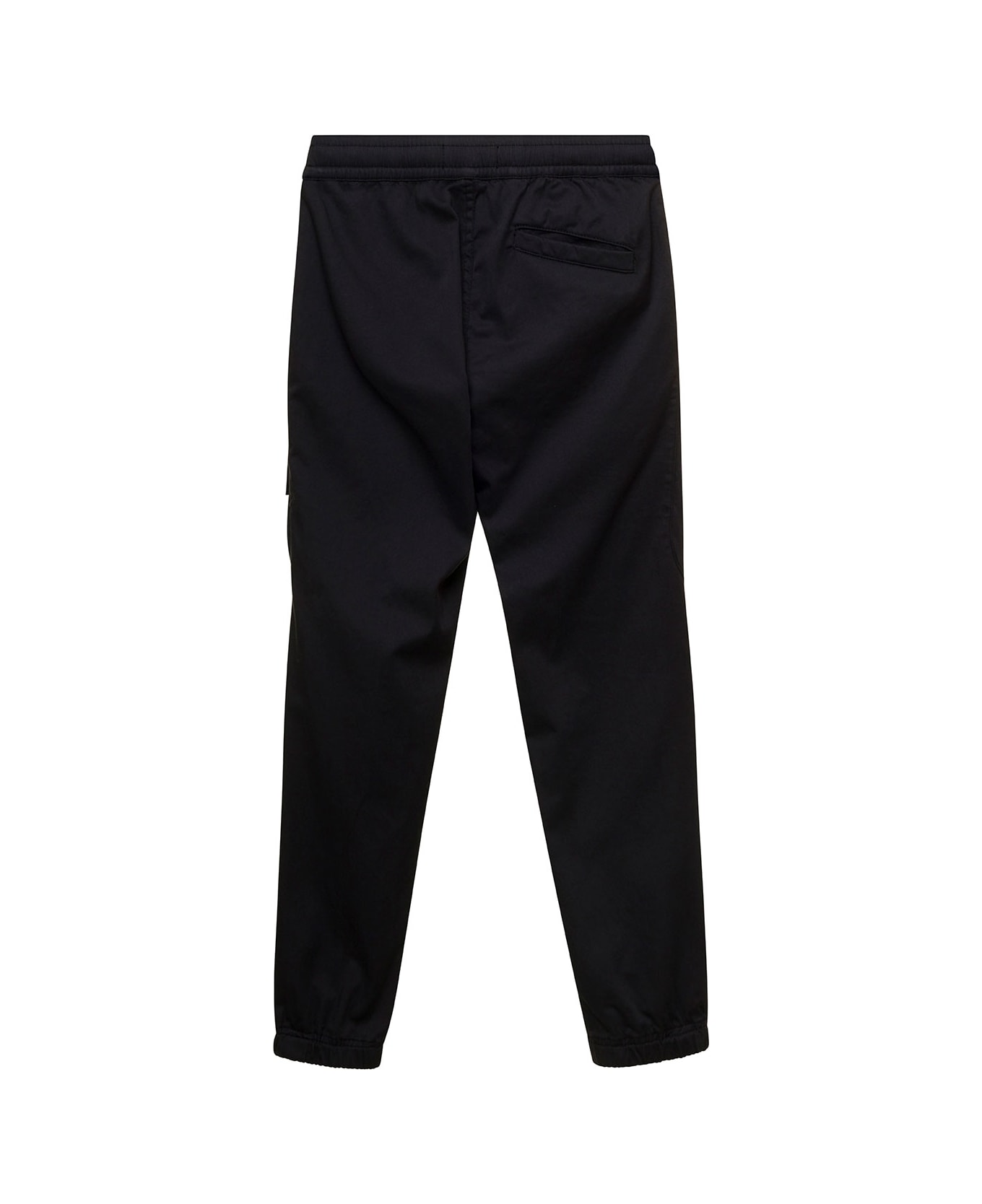 Stone Island Junior Black Cargo Pants With Logo Patch In Cotton Blend Boy - Black