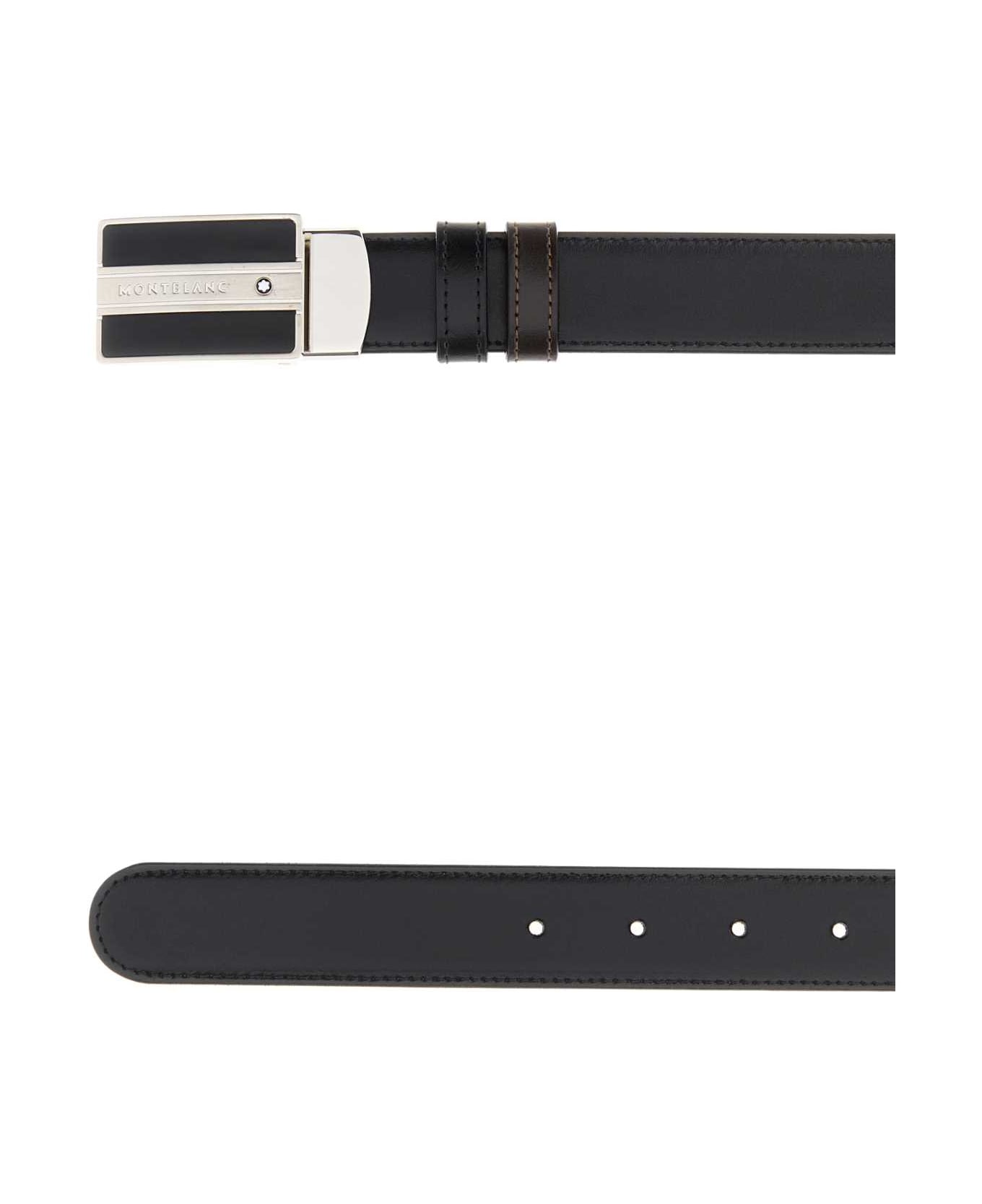 Montblanc Black Leather Reversible Belt - 000