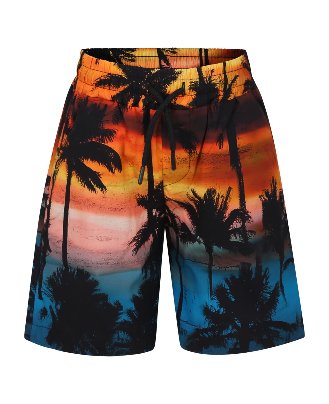 MSGM Orange Shorts For Boy With Palm Tree Print - Multicolore