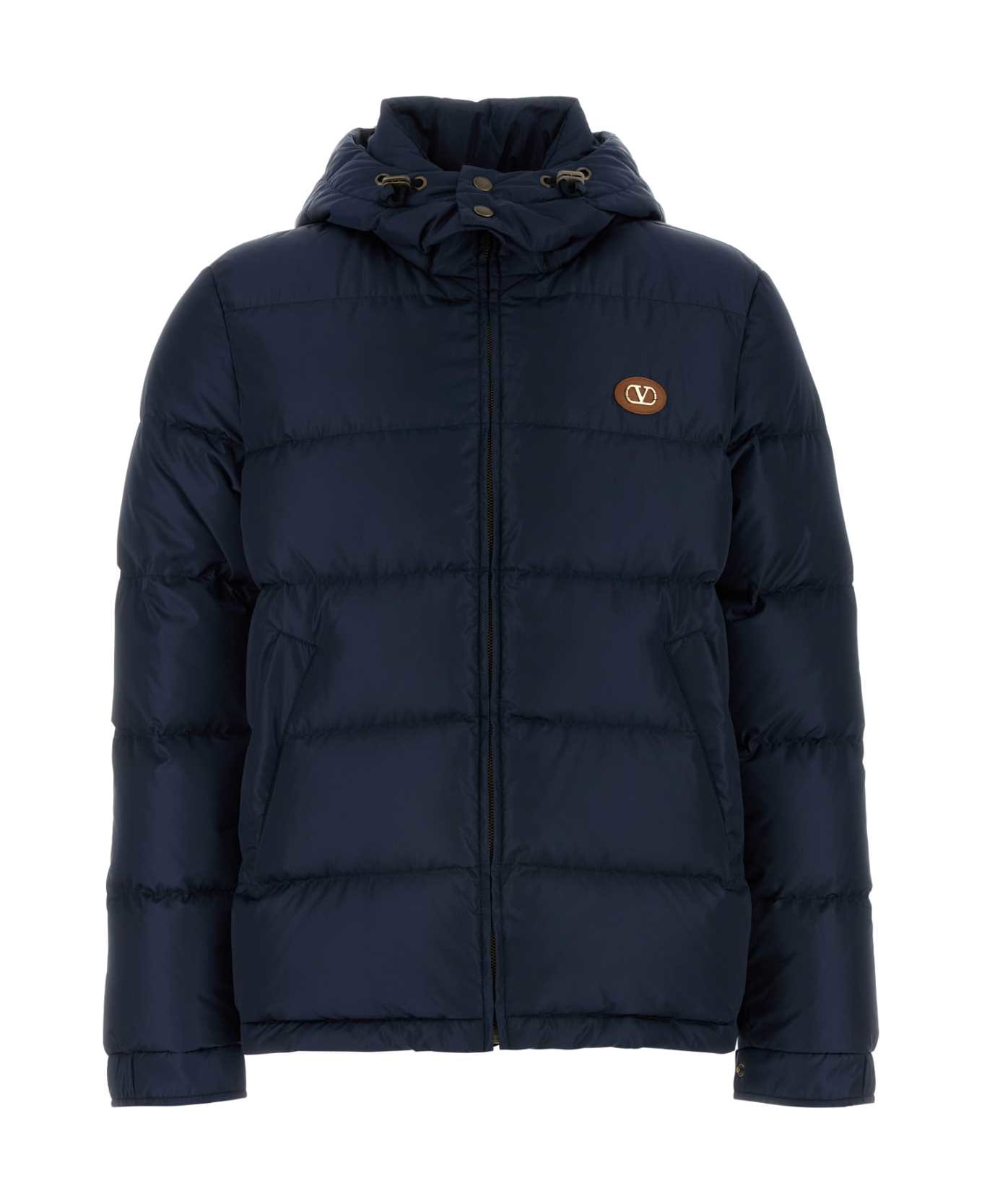 Valentino Garavani Navy Blue Nylon Vlogo Down Jacket - BLU ダウンジャケット