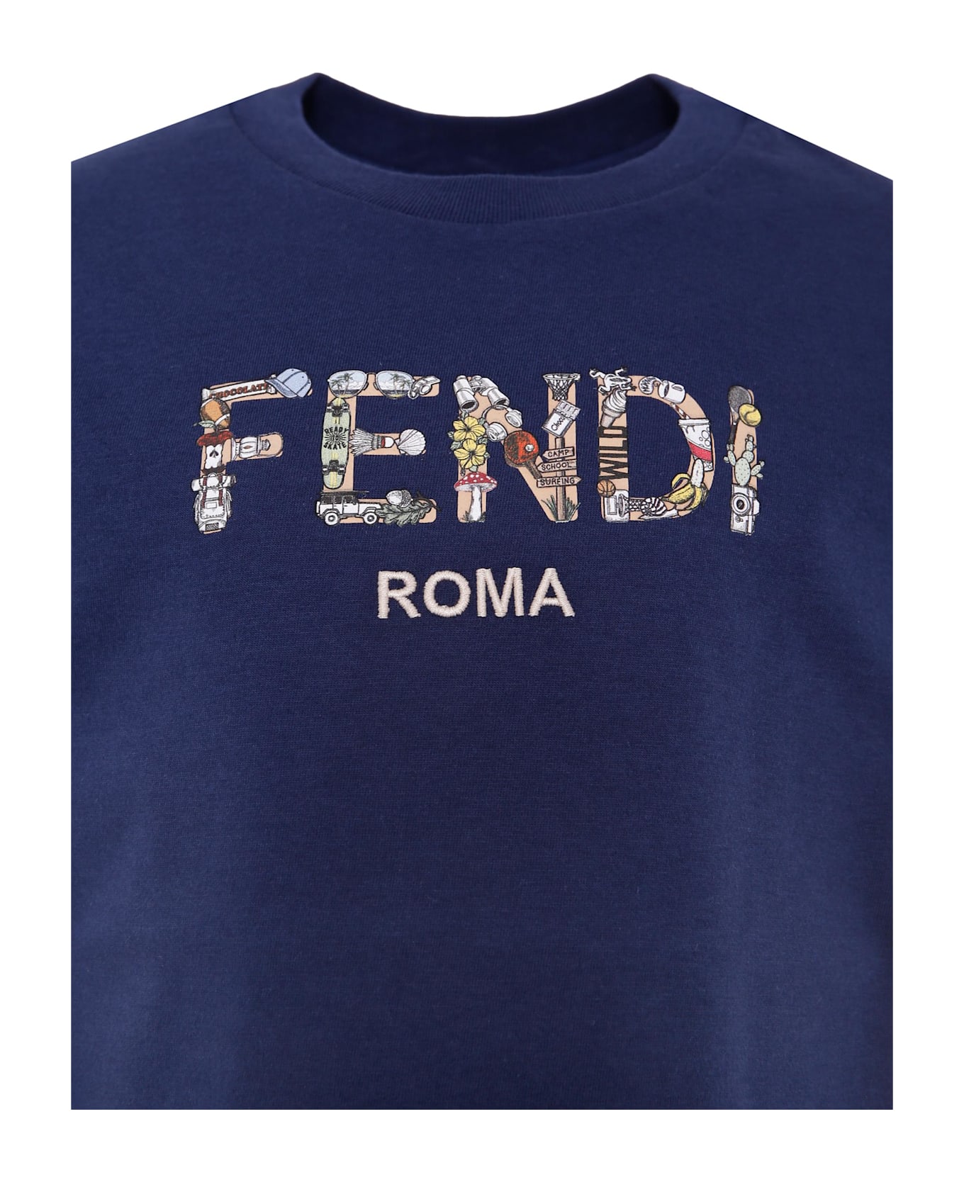 Fendi Blue T-shirt With Logo For Boy - Blue