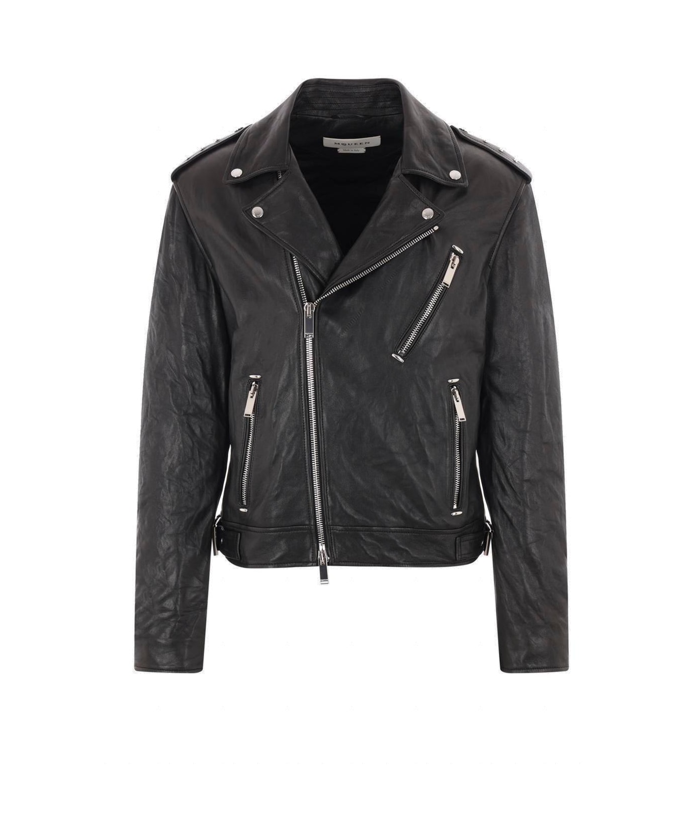 Alexander McQueen Zip-up Leather Jacket - BLACK