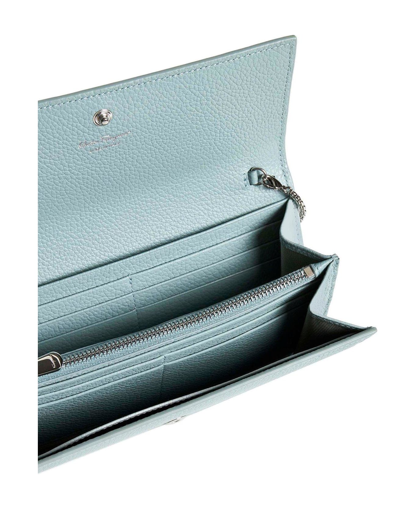 Ferragamo Logo Plaque Fold-over Wallet - Clear Blue