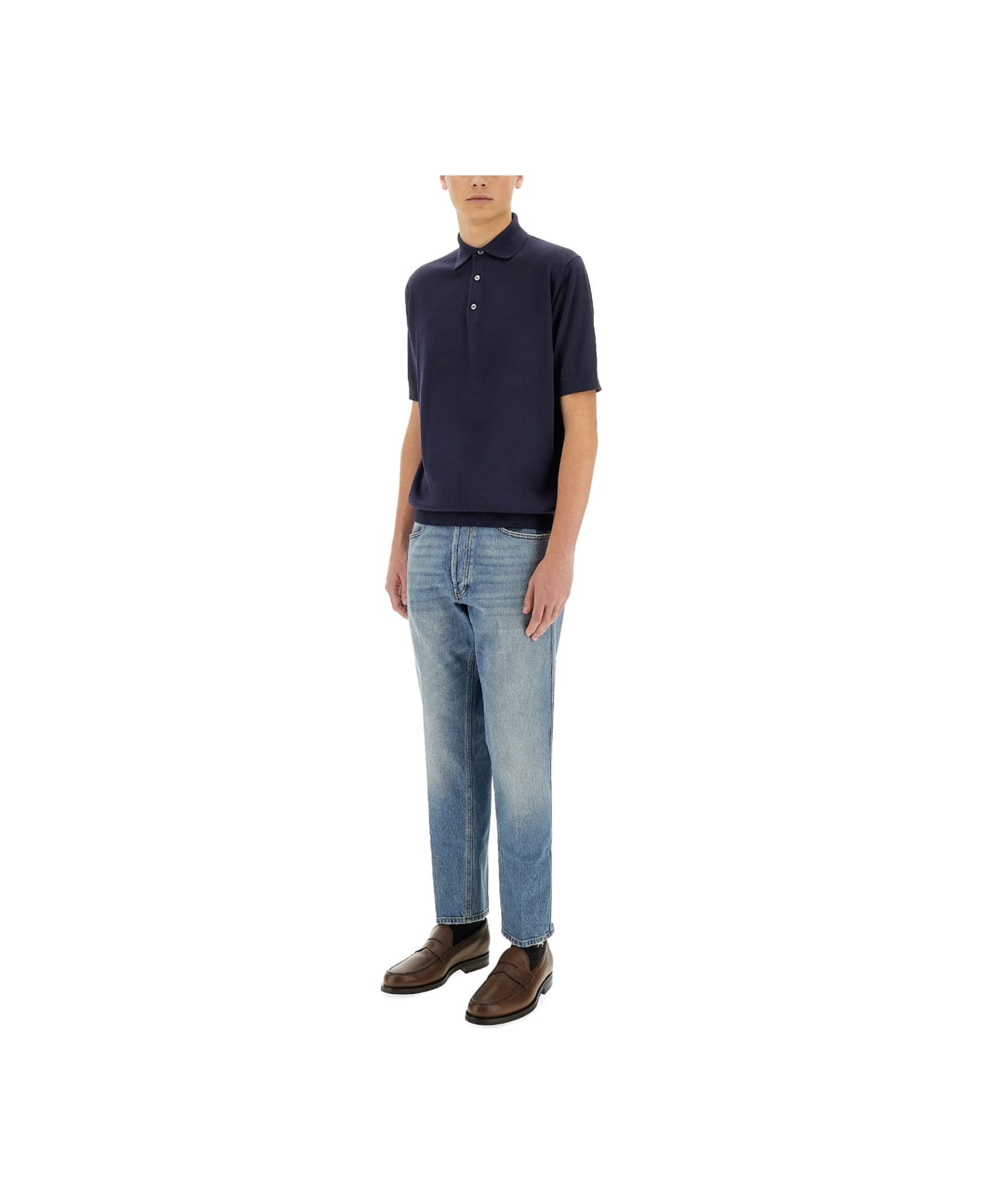 Lardini Knitted Polo. - Blu