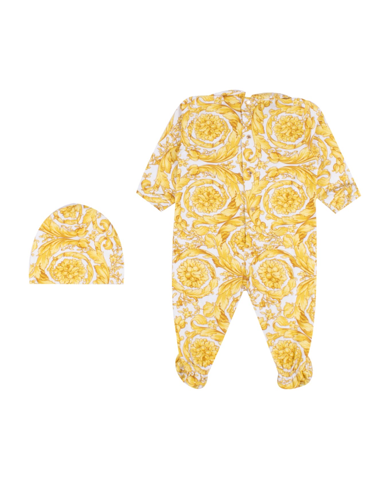 Versace Baroque Romper And Hat Set - Gold