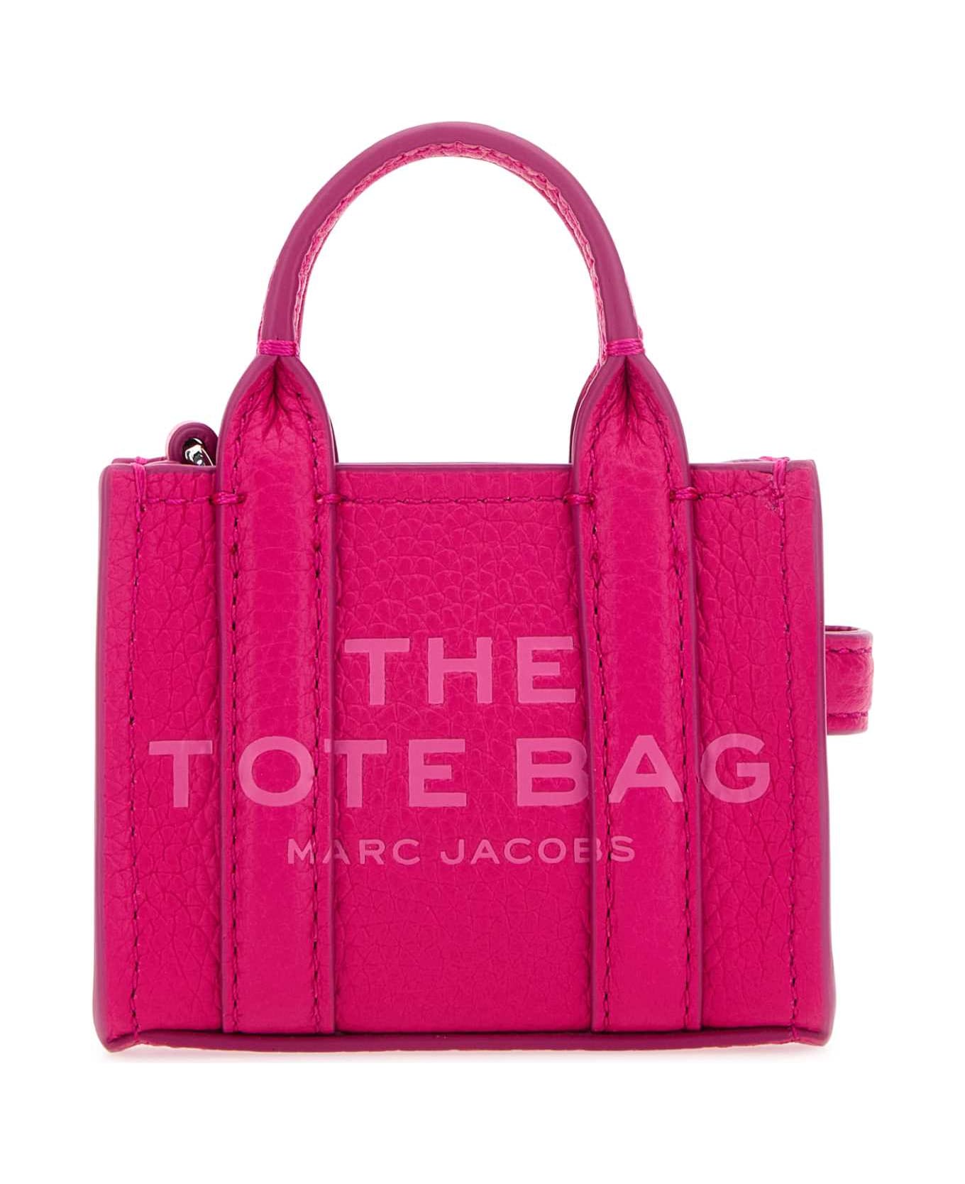 Marc Jacobs Fuchsia Leather Nano Tote Bag Charm - HOTPINK