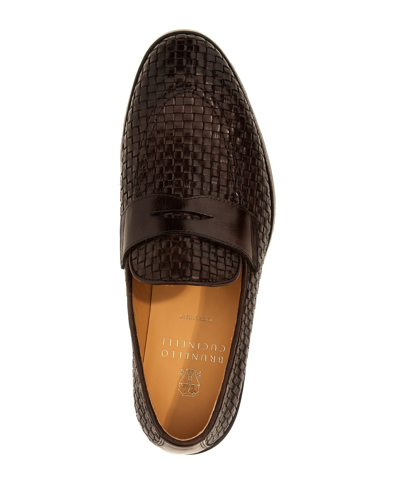 Brunello Cucinelli Braided Leather Loafers - Brown ローファー＆デッキシューズ