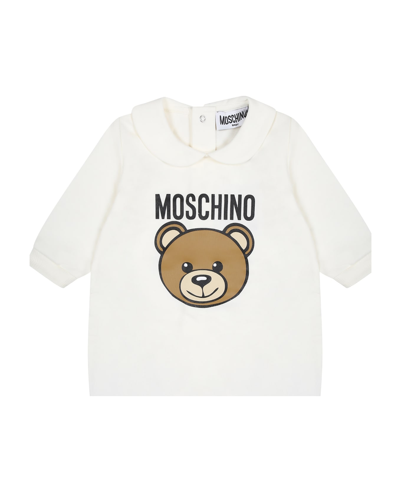 Moschino White Babygrow For Baby Kids With Teddy Bear - White