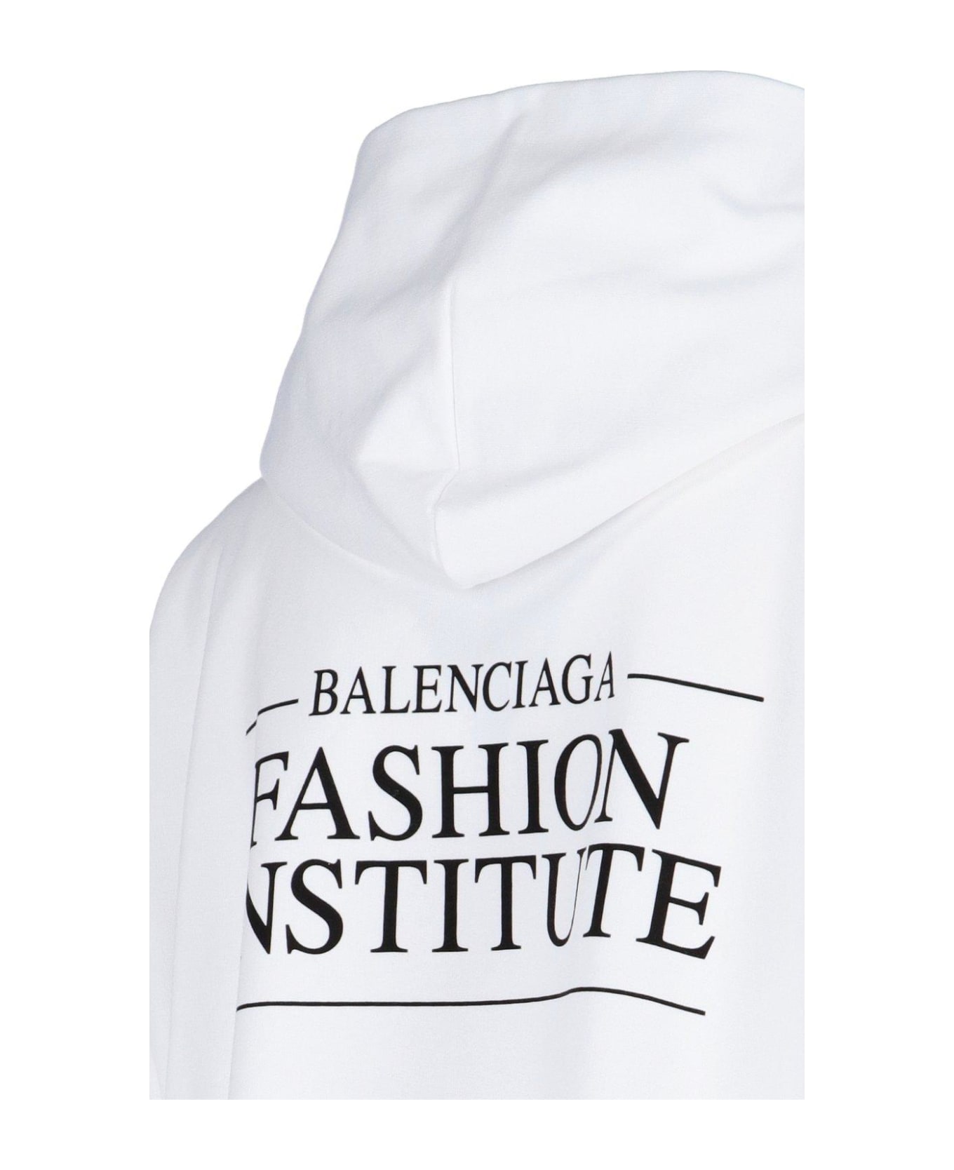 Balenciaga Logo Printed Hoodie - WHITE フリース