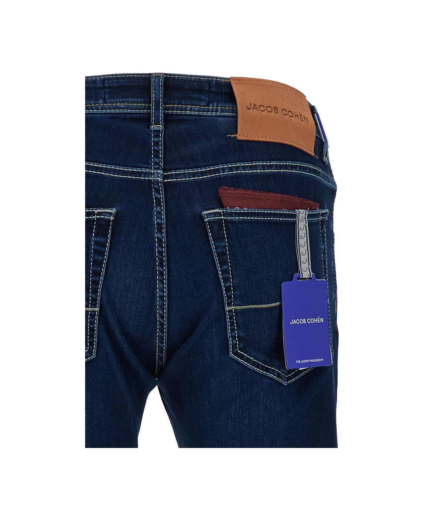 Jacob Cohen Low Waist Blue Slim Jeans In Cotton Blend Man - Blu デニム