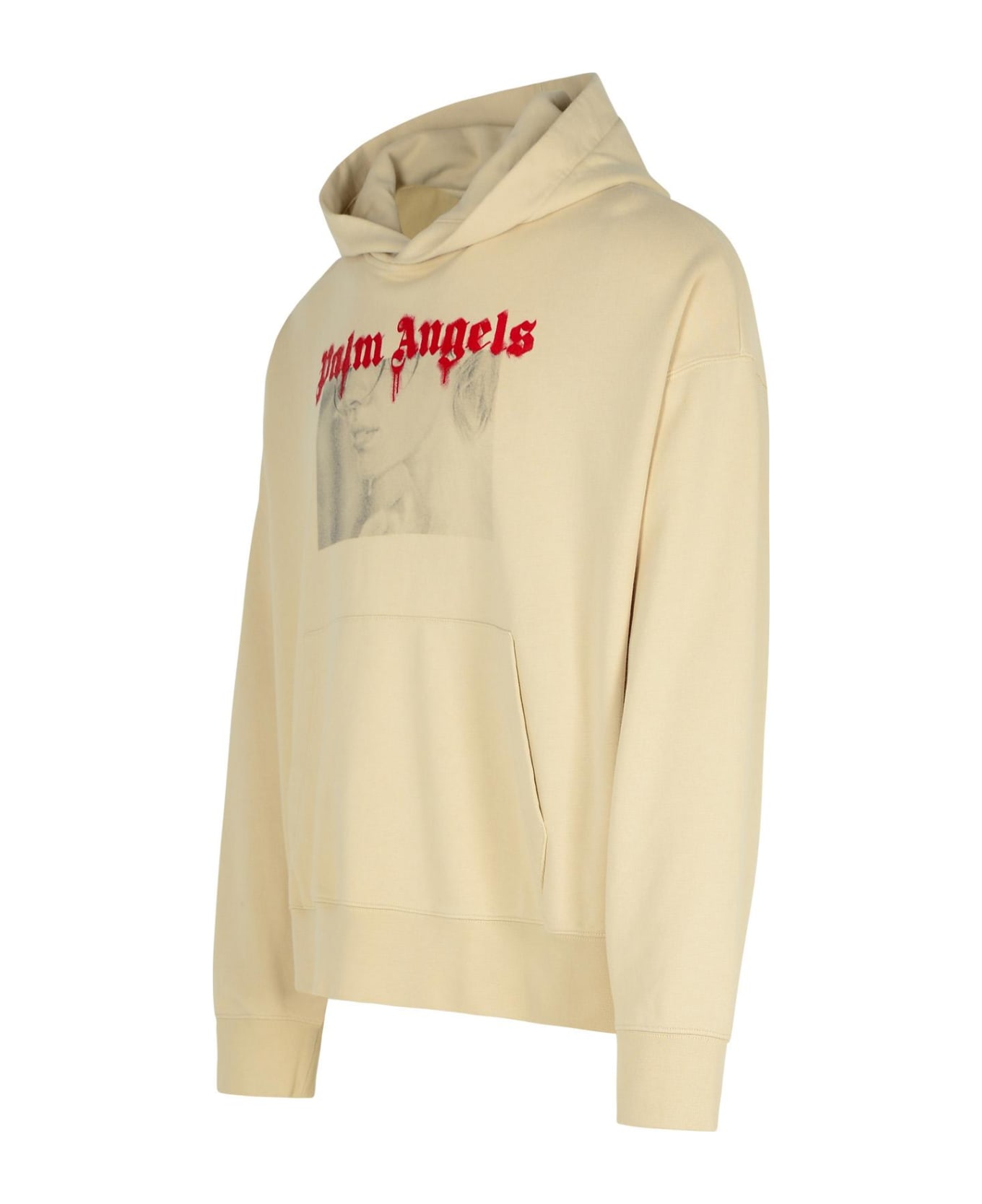 Palm Angels 'portrait' Beige Cotton Sweatshirt - LIGHT BEIGE DARK