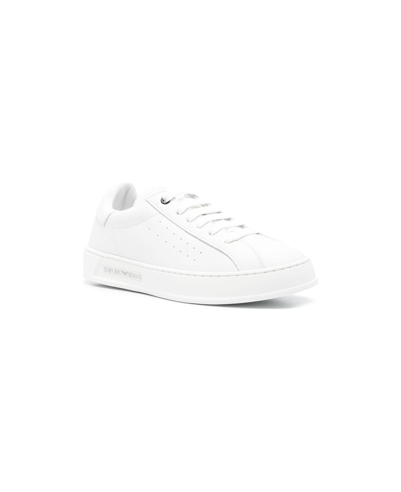 Emporio Armani Leather Sneakers - White