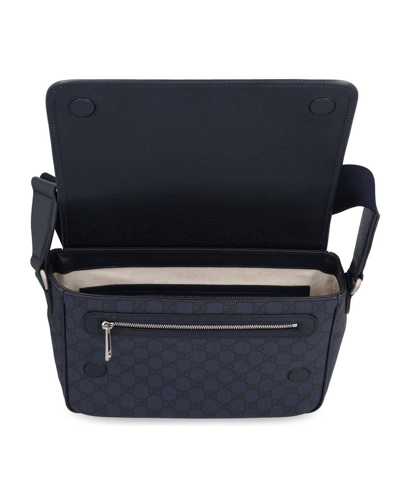 Gucci Gg Supreme Foldover Top Messenger Bag - Blue