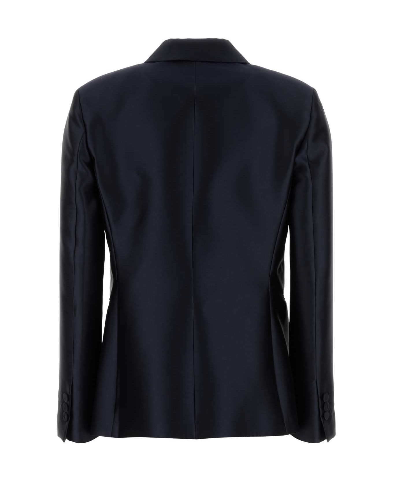 Alberta Ferretti Navy Blue Satin Blazer - BLU
