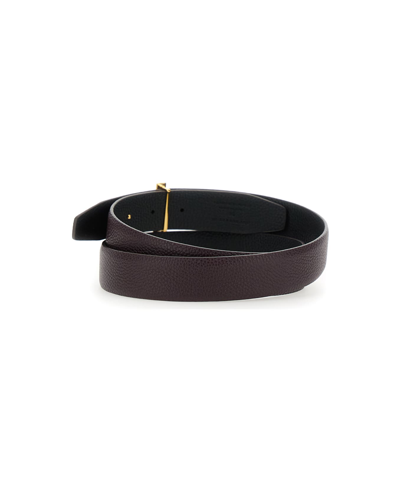 Tom Ford Bordeaux Belt With T Buckle Closure In Grained Leather Man - Bordeaux