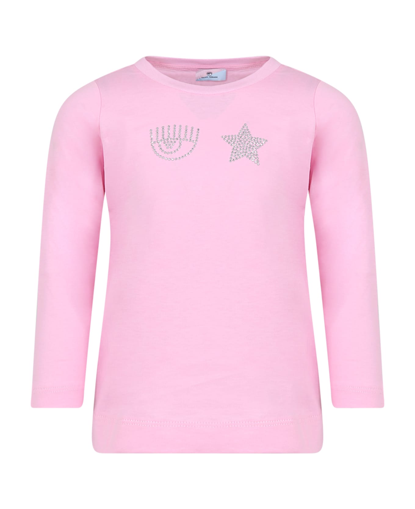 Chiara Ferragni Pink T-shirt For Girl With Eyestar - Pink Tシャツ＆ポロシャツ