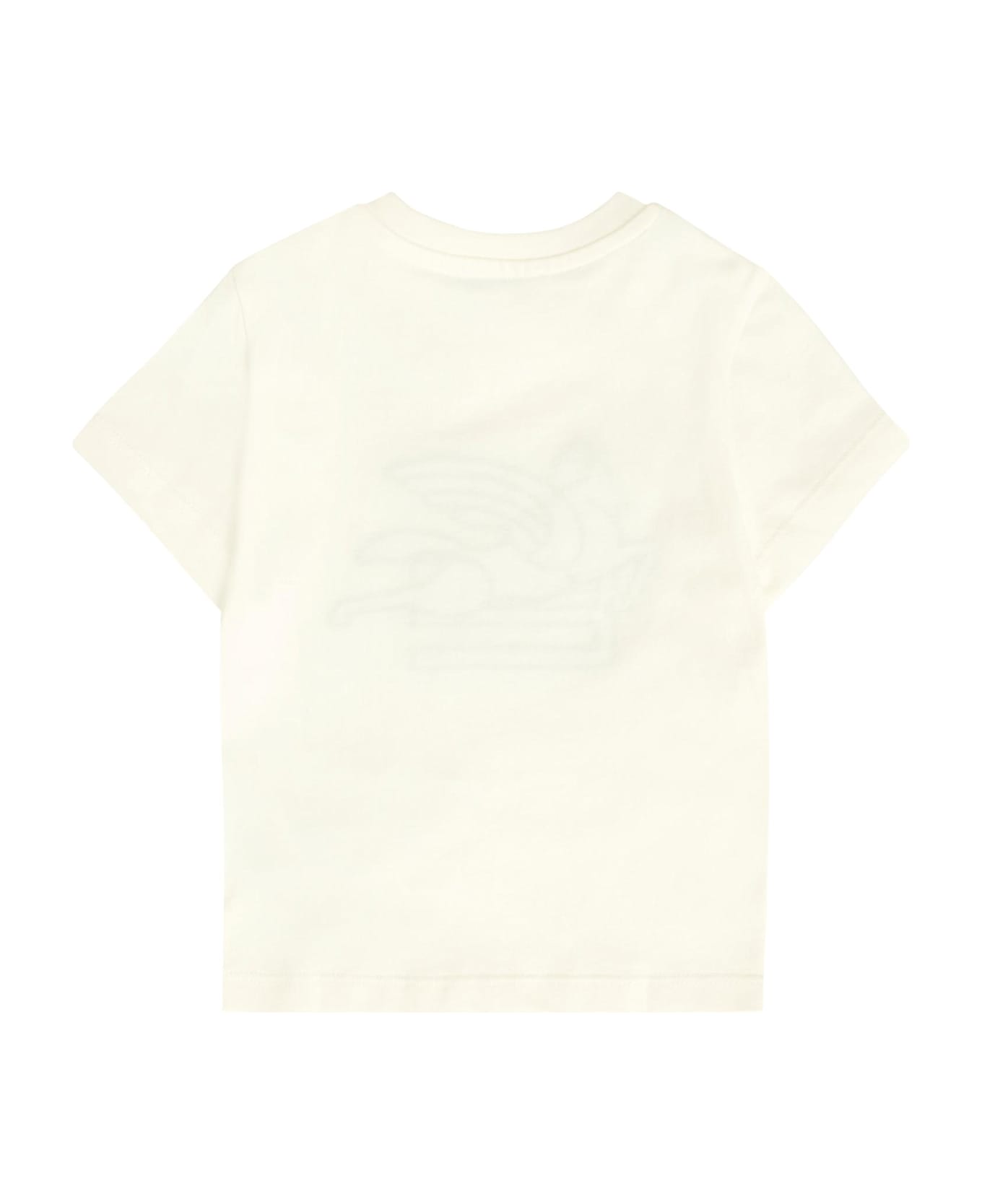 Etro Ivory T-shirt For Babykids With Logo - Ivory
