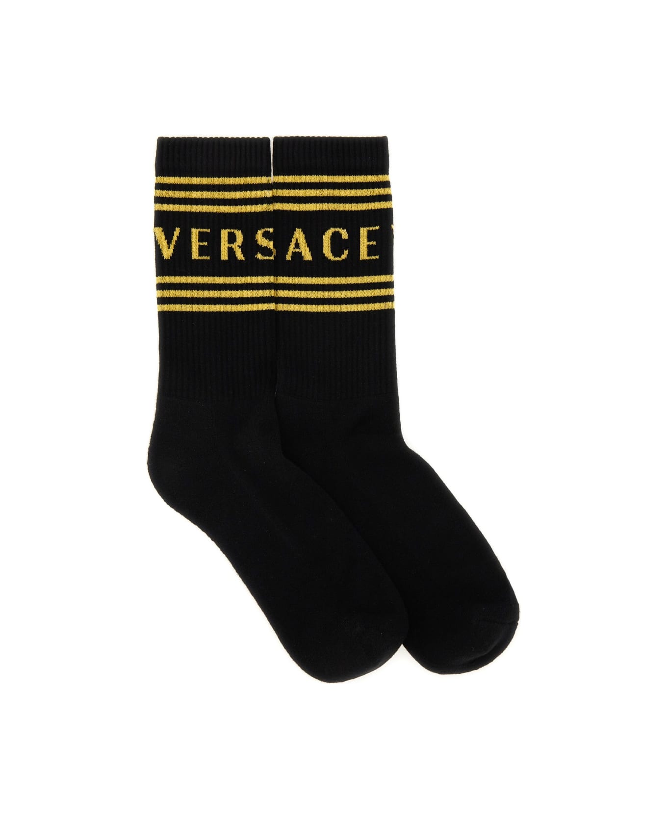 Versace Socks With Logo - BLACK