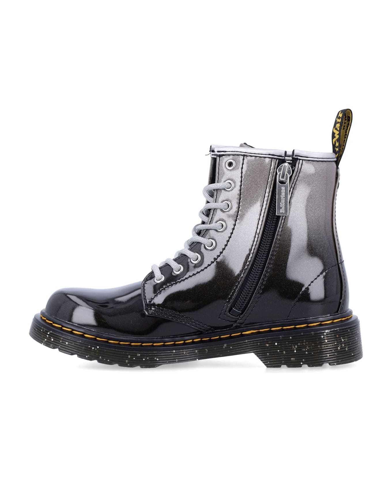 Dr. Martens Kids - Glitter Lace-up Boots - SILVER/BLACK