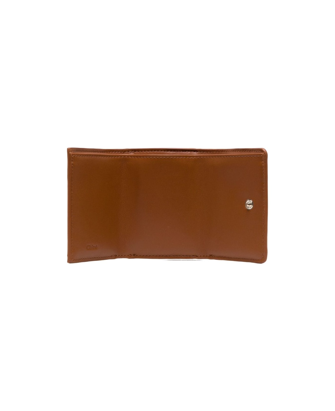 Chloé Sense Logo-embroidered Leather Wallet - Caramel