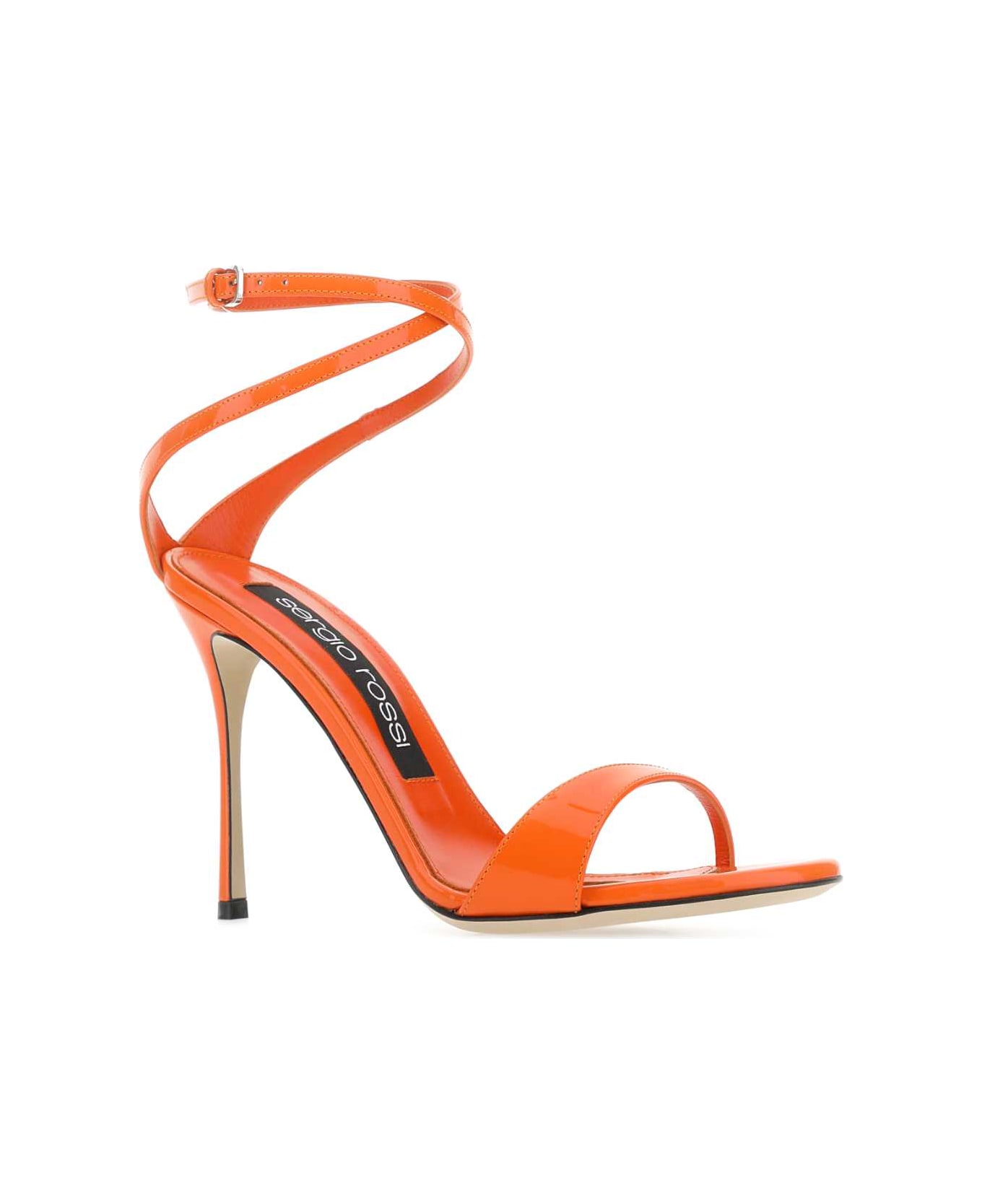 Sergio Rossi Orange Leather Godiva Sandals - Orange