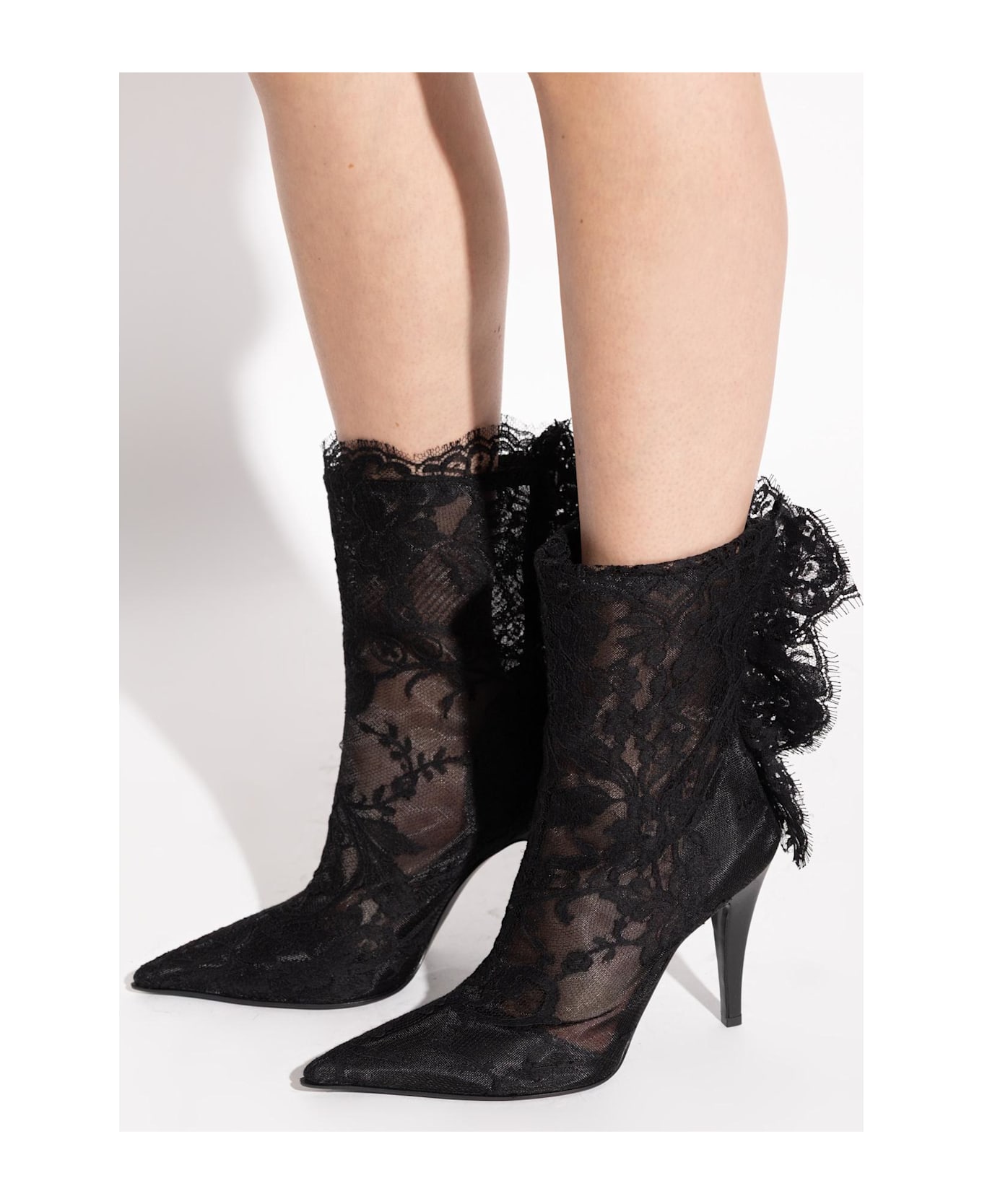 Alexander McQueen Lace Ankle Boots 
heron
 - BLACK