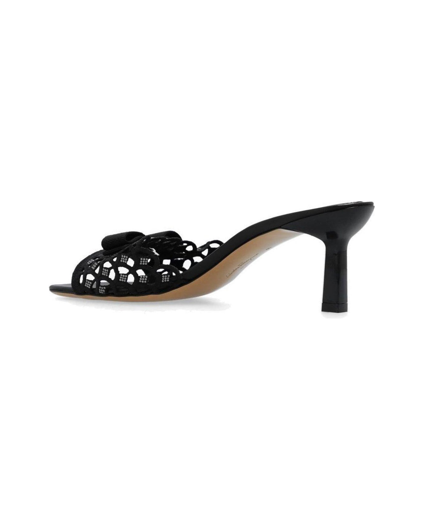 Ferragamo Bow Detail Heeled Sandals - Black