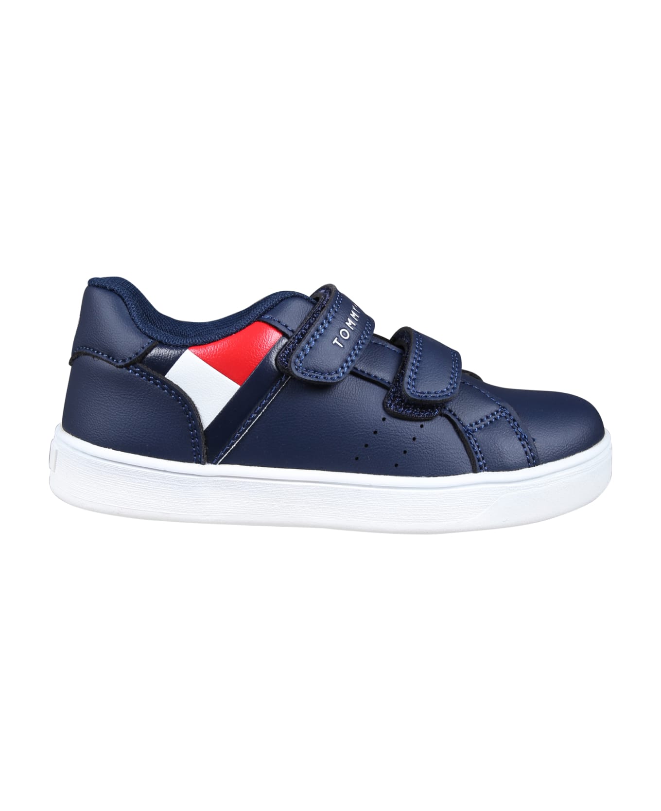 Tommy Hilfiger Blue Sneakers For Kids With Flag And Logo - Blue