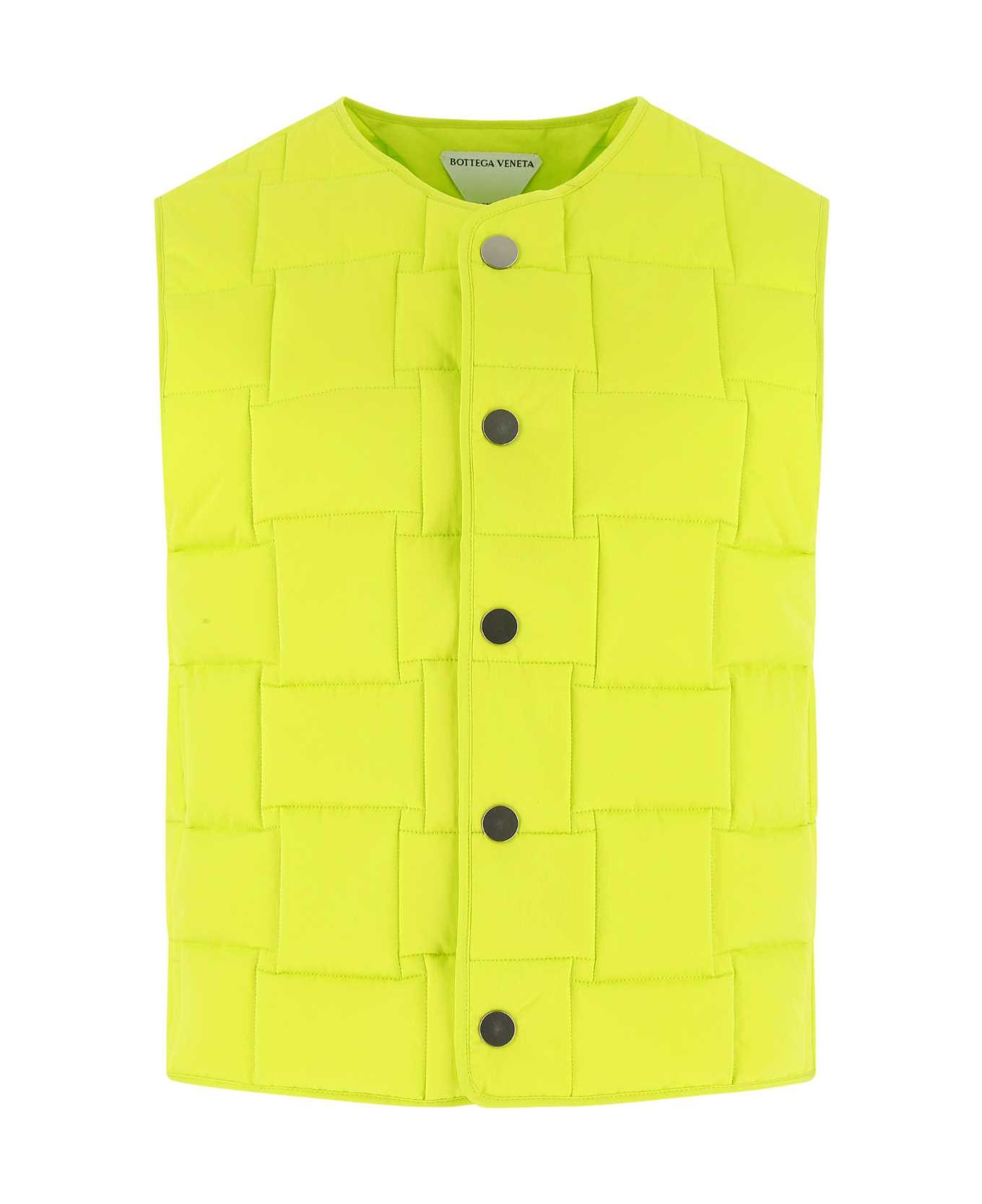 Bottega Veneta Acid Green Nylon Padded Vest - 7214