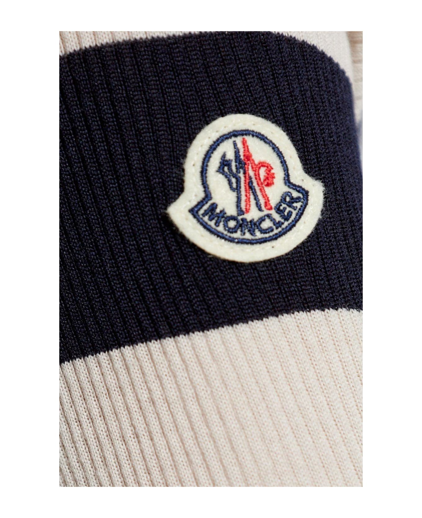 Moncler Turtleneck Striped Knit Jumper - Blu