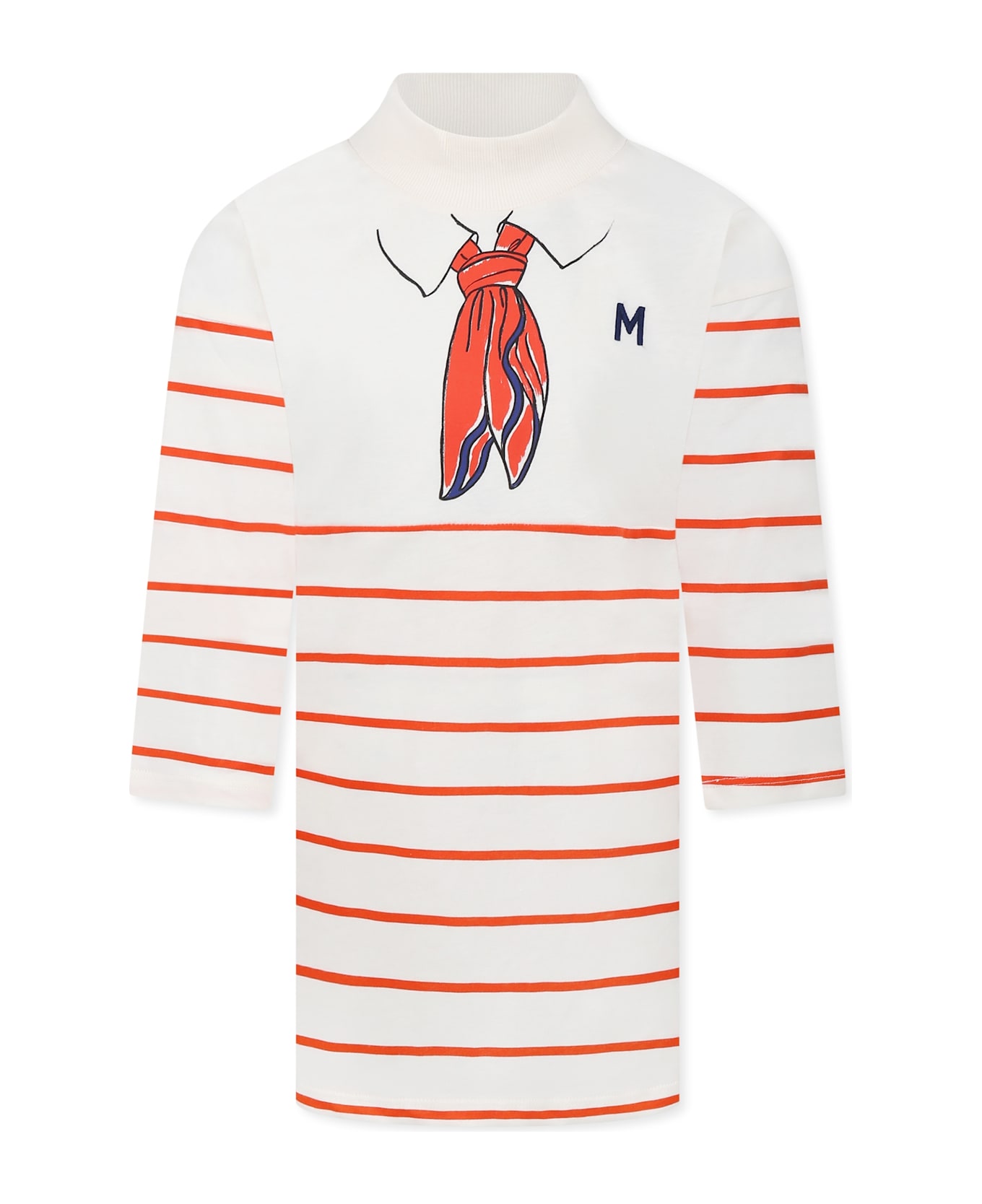 Mini Rodini Ivory Dress For Girl With Scarf Print - Ivory