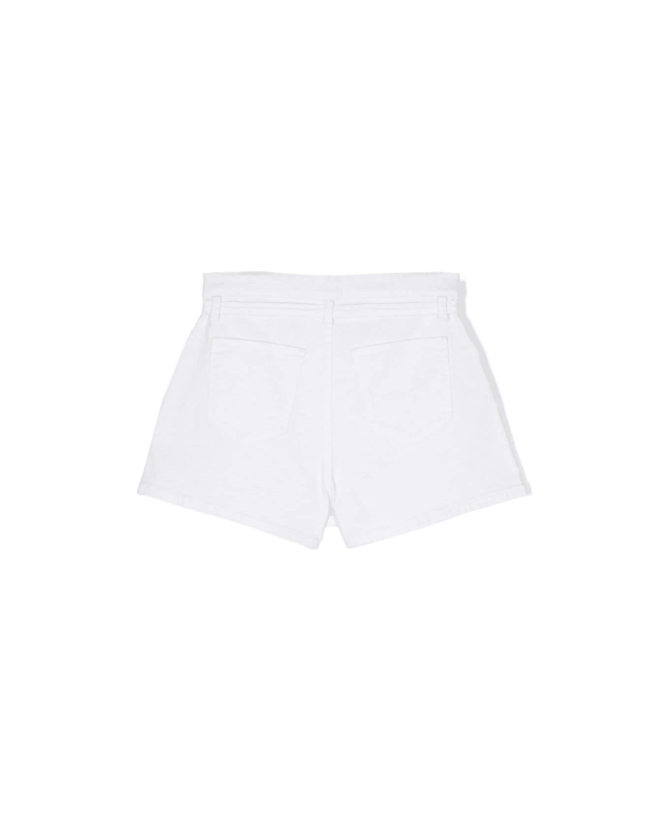 Pinko Shorts Denim Con Fibbia - White シューズ