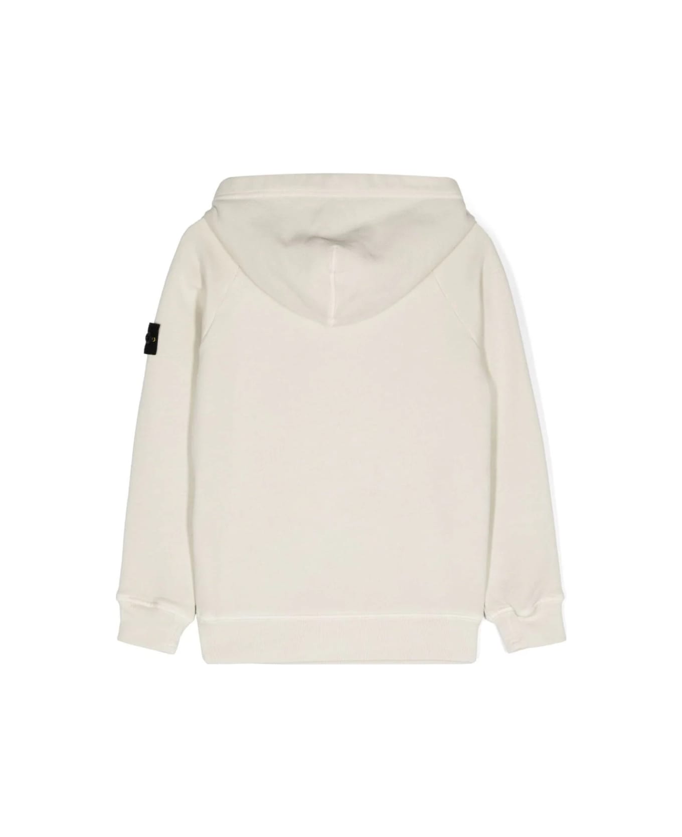 Stone Island Putty Diagonal Organic Cotton Hoodie With Old Effect - Panna