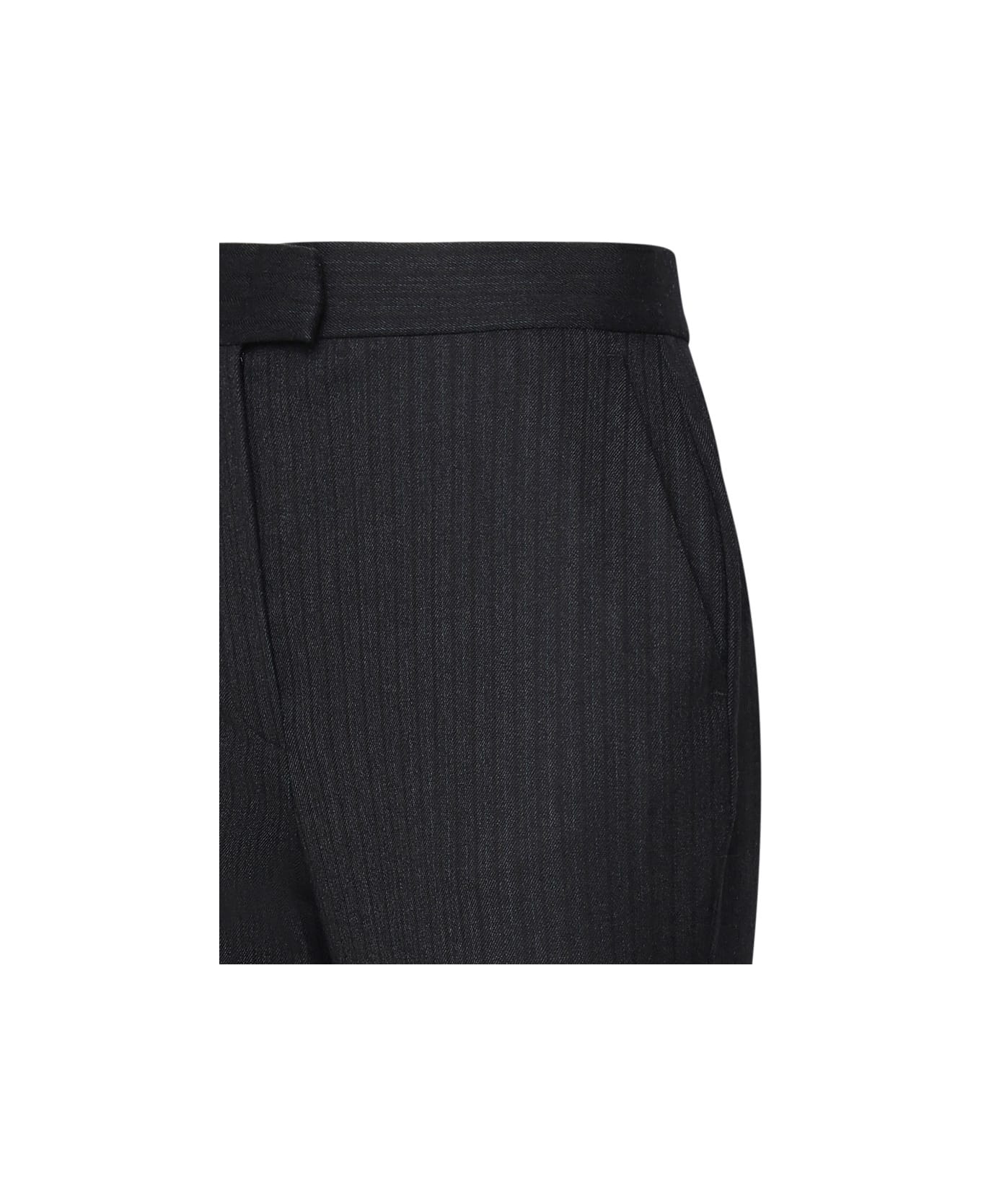 Fendi Embroidered Stretch Wool Blend Pants - Nero