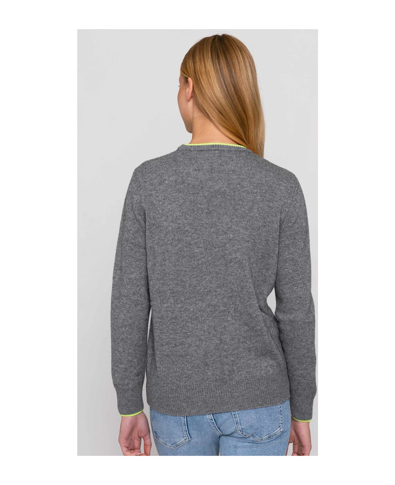 MC2 Saint Barth Woman Grey Sweater Girl Pwr Fluo Embroidery And Fluo Details - GREY