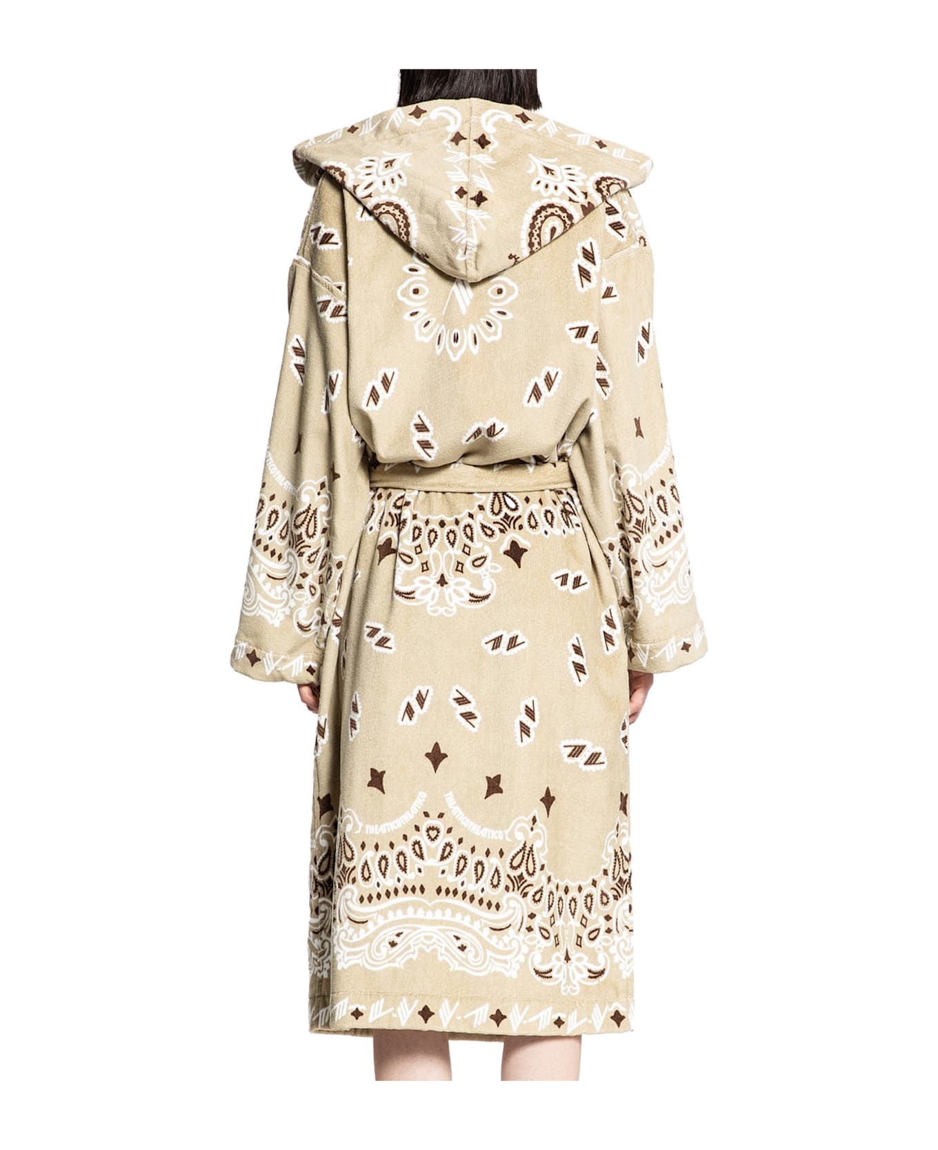 The Attico Paisley Printed Belted Bath Robe - Beige