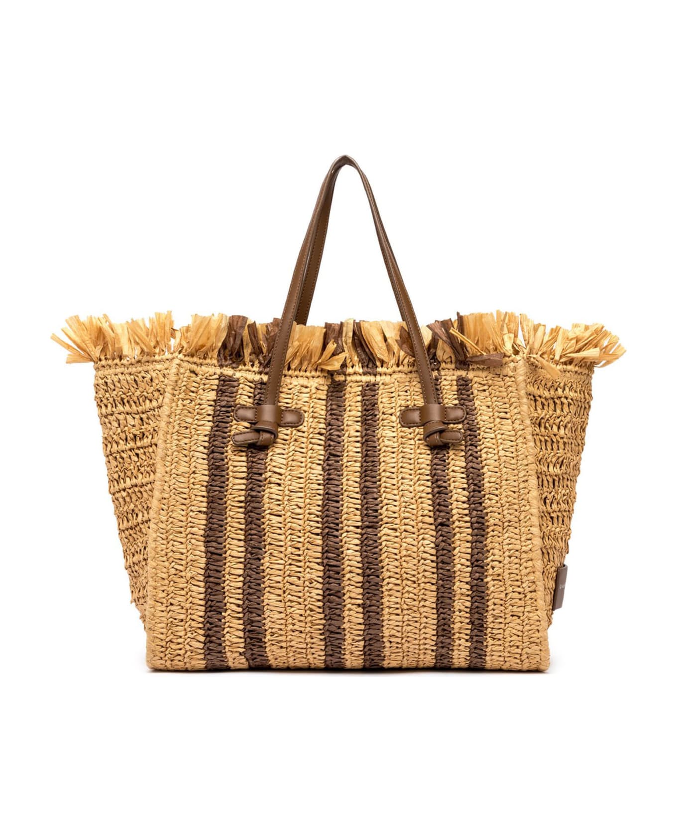 Gianni Chiarini Shopping Bag Is Made Of Straw-effect Material - Brown