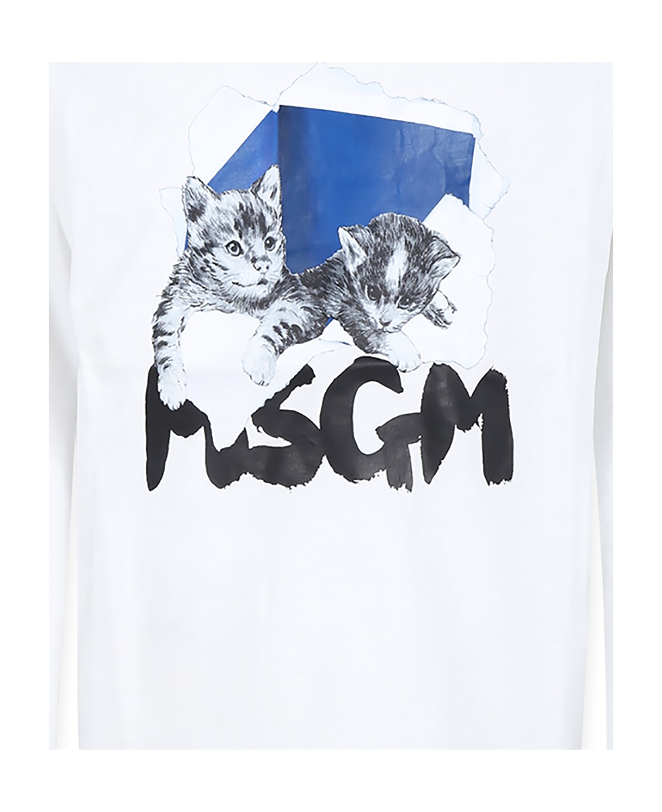 MSGM White T-shirt For Girl With Logo - White