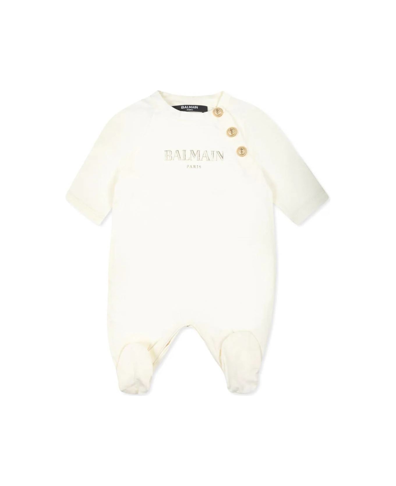 Balmain Set Tutina Con Logo - Cream