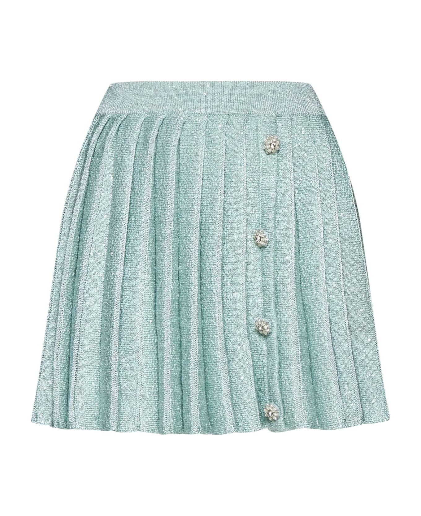 self-portrait Sequin Pleated Knit Miniskirt - Mint スカート
