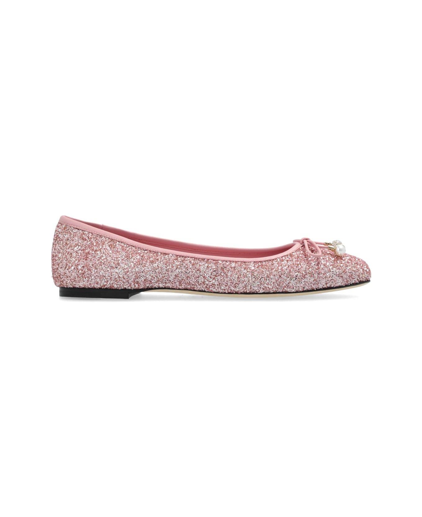 Jimmy Choo Elme Bow Detailed Ballet Flats - Pink