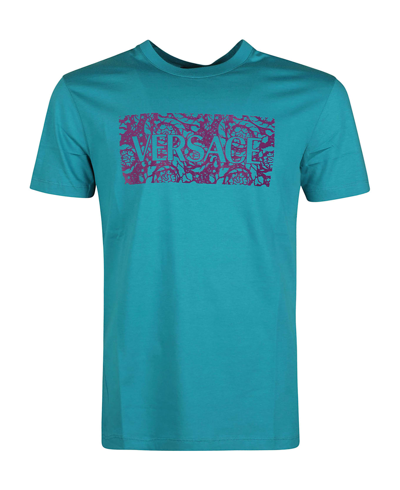 Versace Baroque Flock Print T-shirt - Turquoise