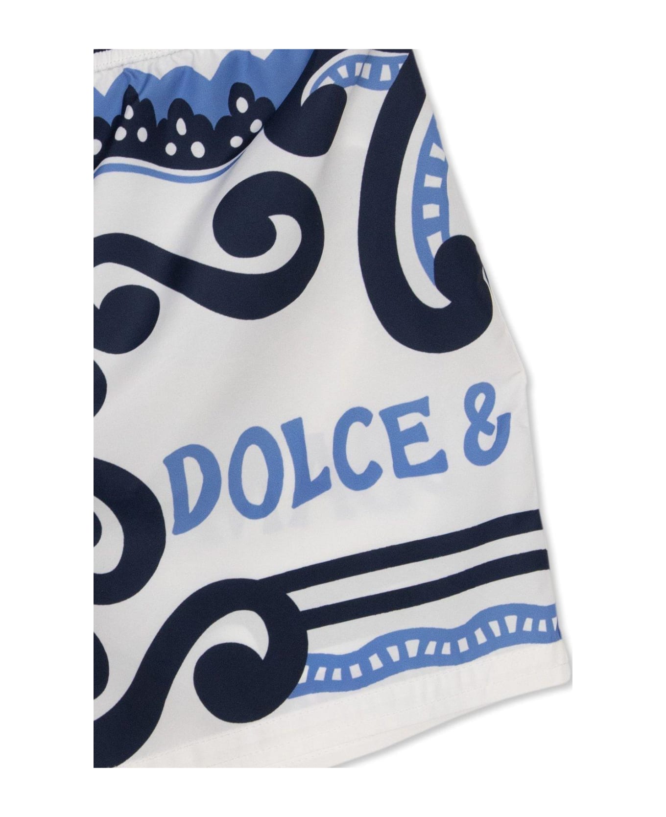 Dolce & Gabbana Marina-printed Drawstring Swim Shorts - Bianco