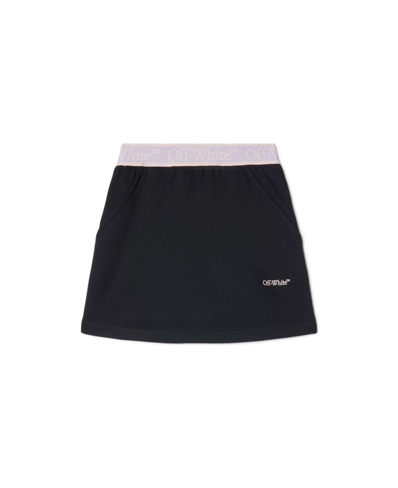 Off-White Black Tennis Skirt With Band In Cotton Girl - Black