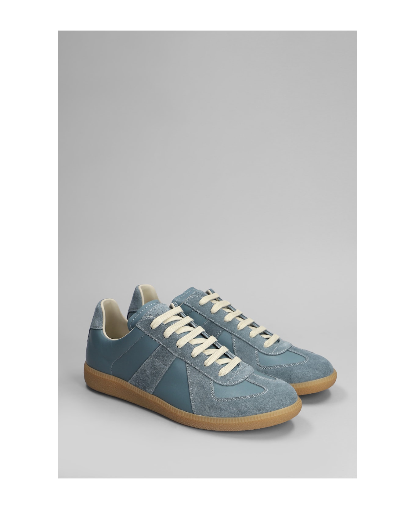 Maison Margiela Replica Sneakers In Green Suede And Leather - green