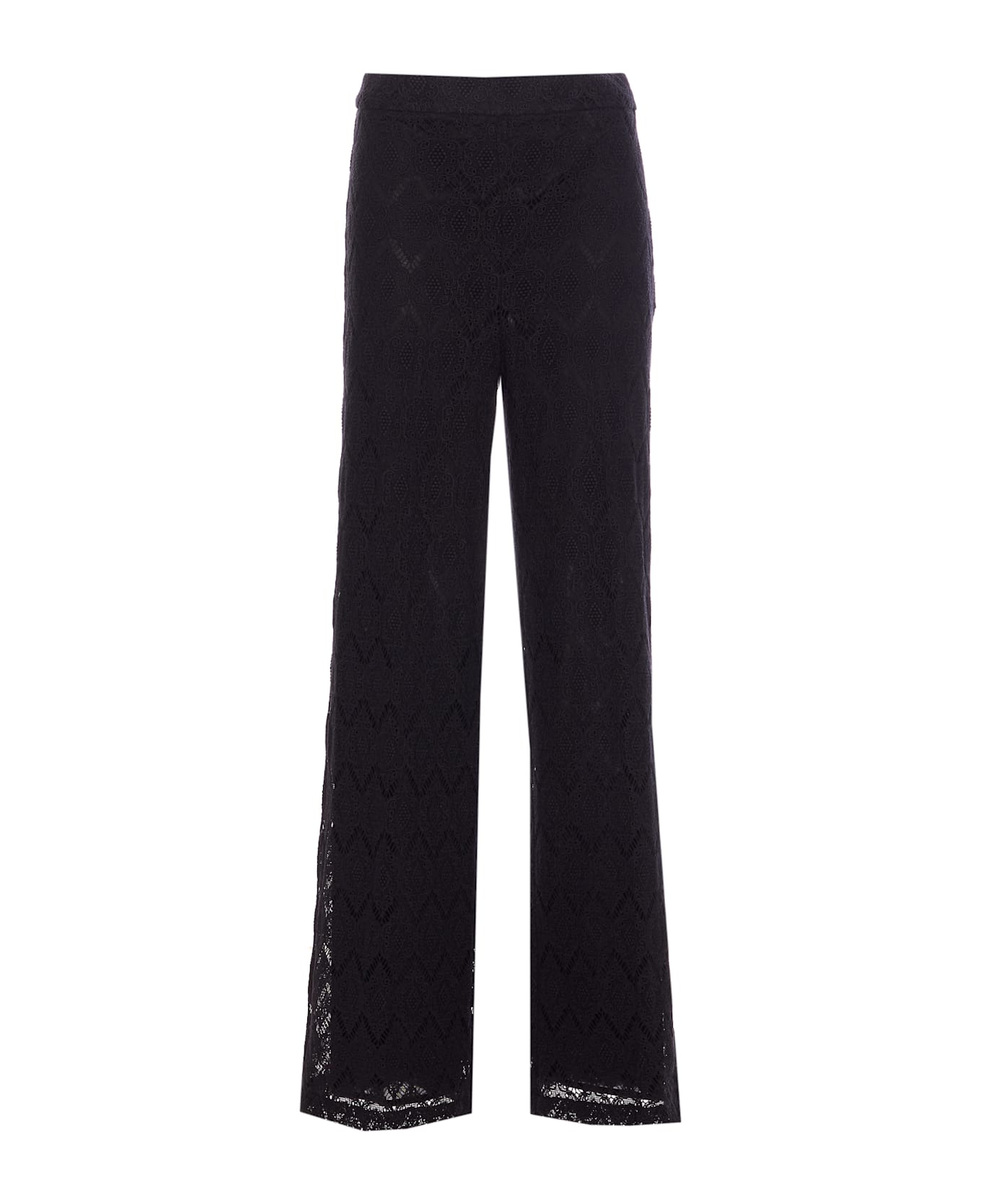 TwinSet Wide Leg Macrame
 Pants - Black