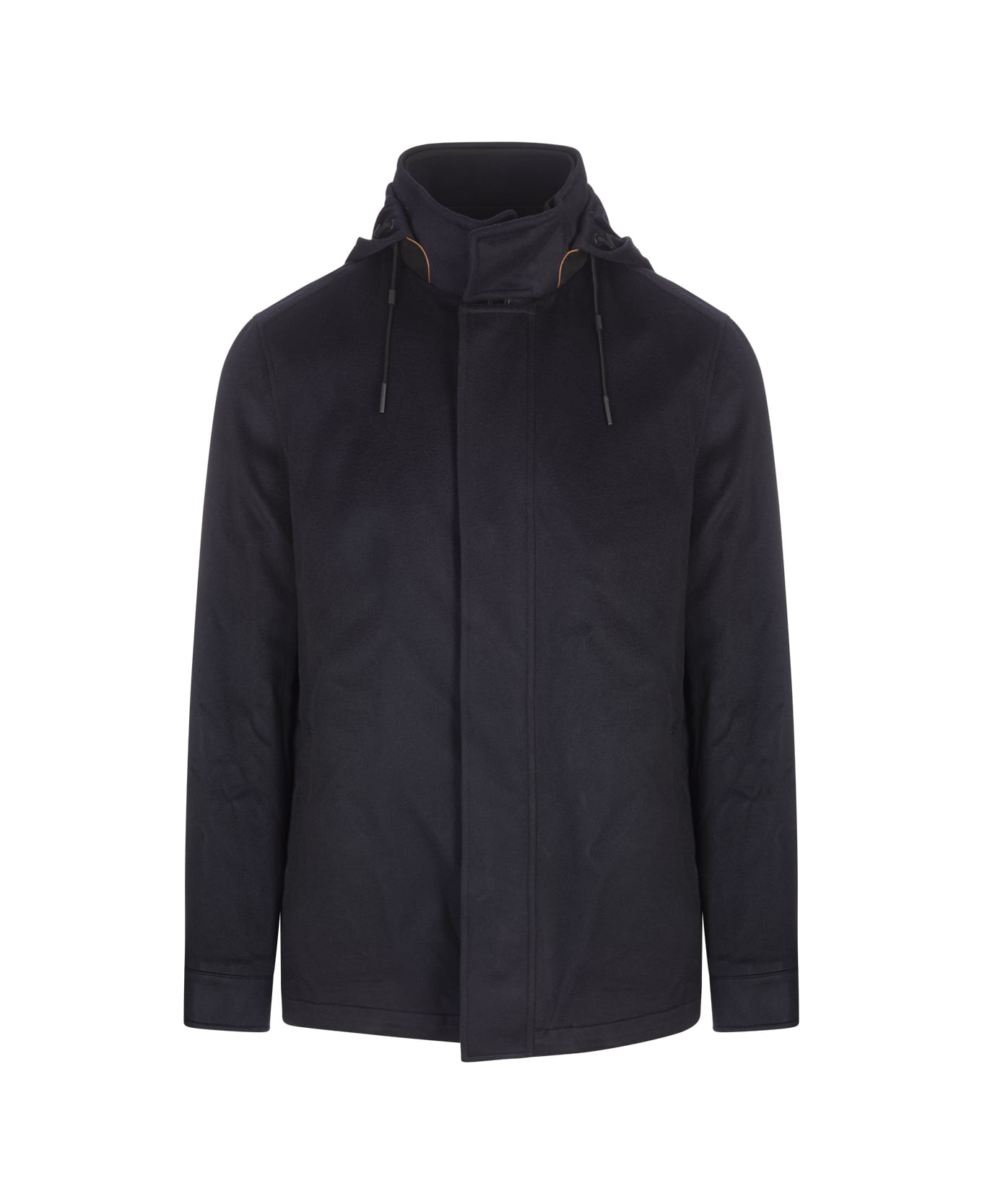 Zegna Navy Blue Cima Overjacket In Oasis Cashmere Elements - Black