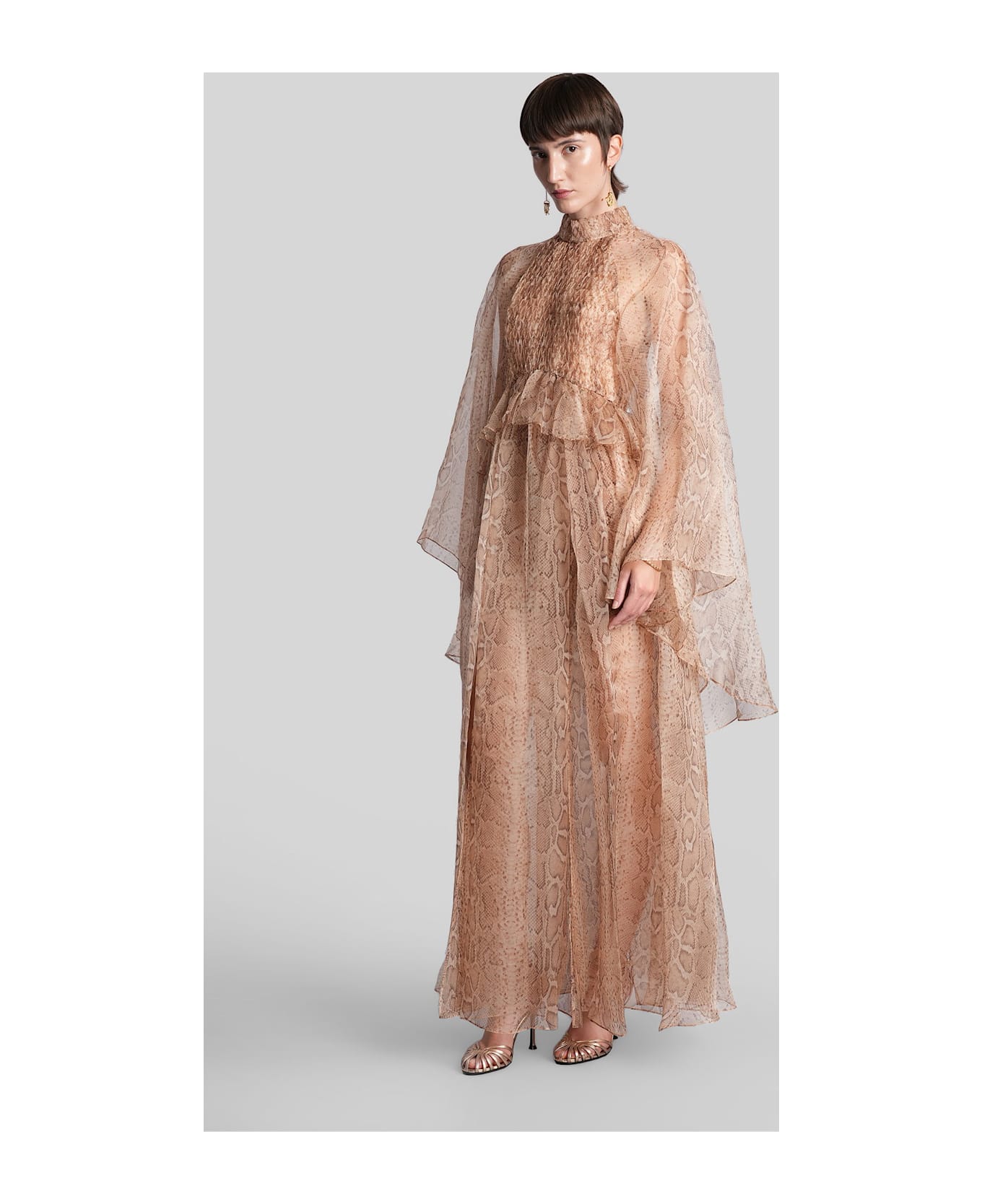 Zimmermann Long Dress In Beige Silk - beige