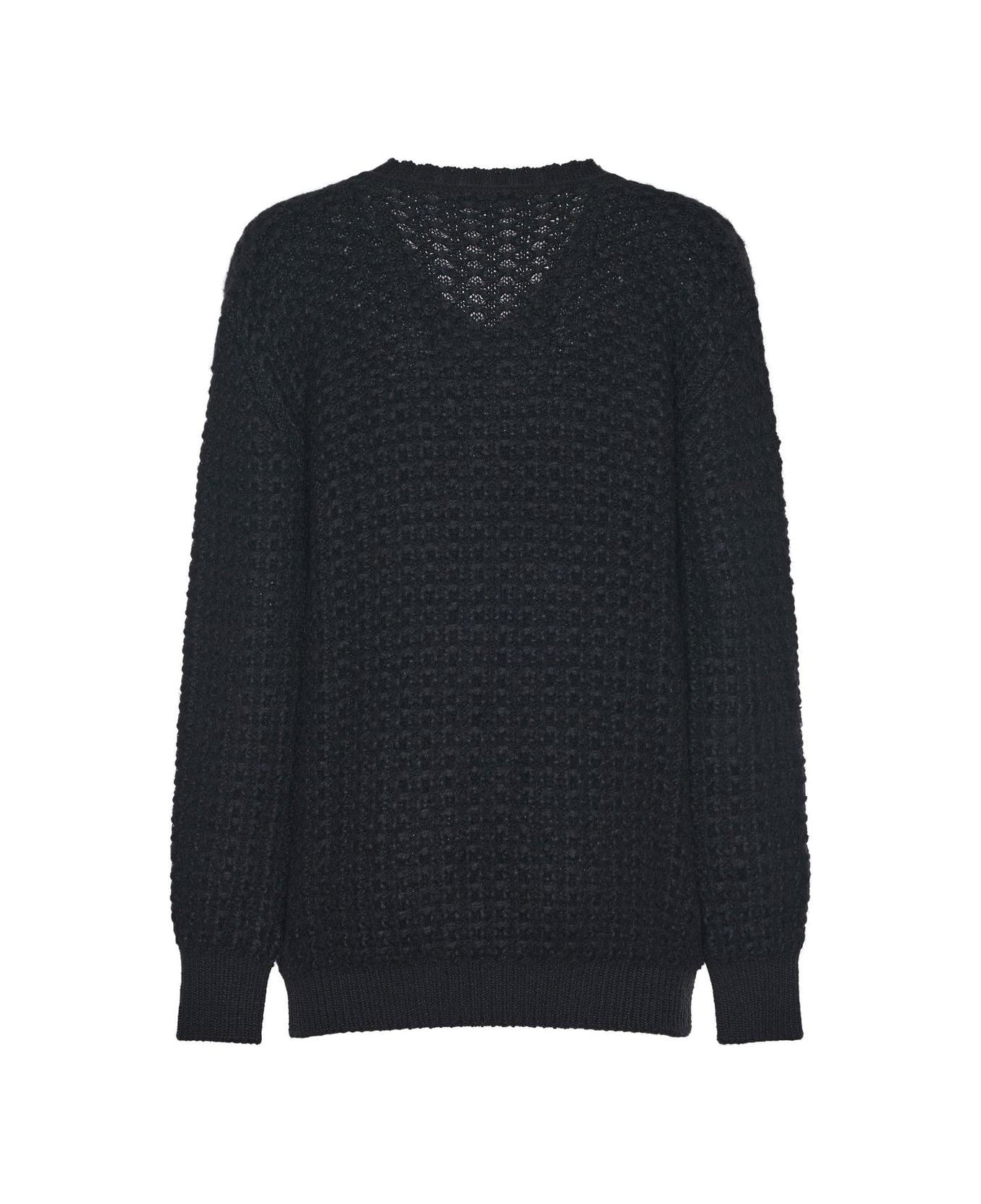 Alberta Ferretti Oversized V-neck Jumper - Black